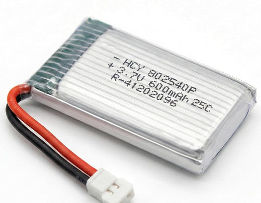 3.7V 25C Li-Po Rechargeable Battery | 600mAh | Spare Part for RC Quadcopter Drone, Helicopter, Airplane, Boat, Car, Toys, DIY Projects | 802540P (600mAh)