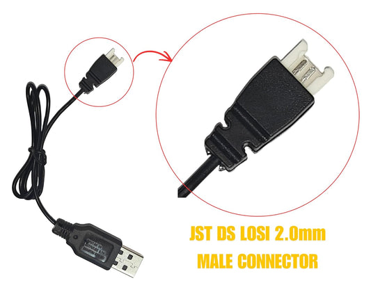 3.7v lipo Battery USB Charger Cable for RC Batteries | Charge Drone Batteries | Compatible with Syma x5 x5c hubsan RC Quadcopter Drone | Black