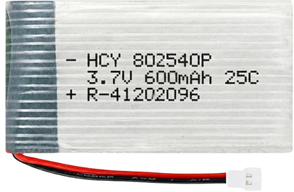 3.7V 25C Li-Po Rechargeable Battery | 600mAh | Spare Part for RC Quadcopter Drone, Helicopter, Airplane, Boat, Car, Toys, DIY Projects | 802540P (600mAh)