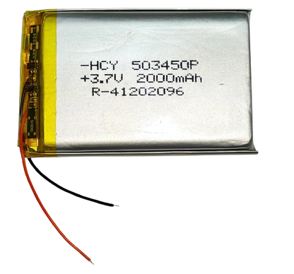 3.7v 2000mAh Rechargeable Battery for RC Toys, Bluetooth, DIY, MP3, DVD Player | Lipo Battery | Lithium Polymer Battery Model 503450 (2000mAh)