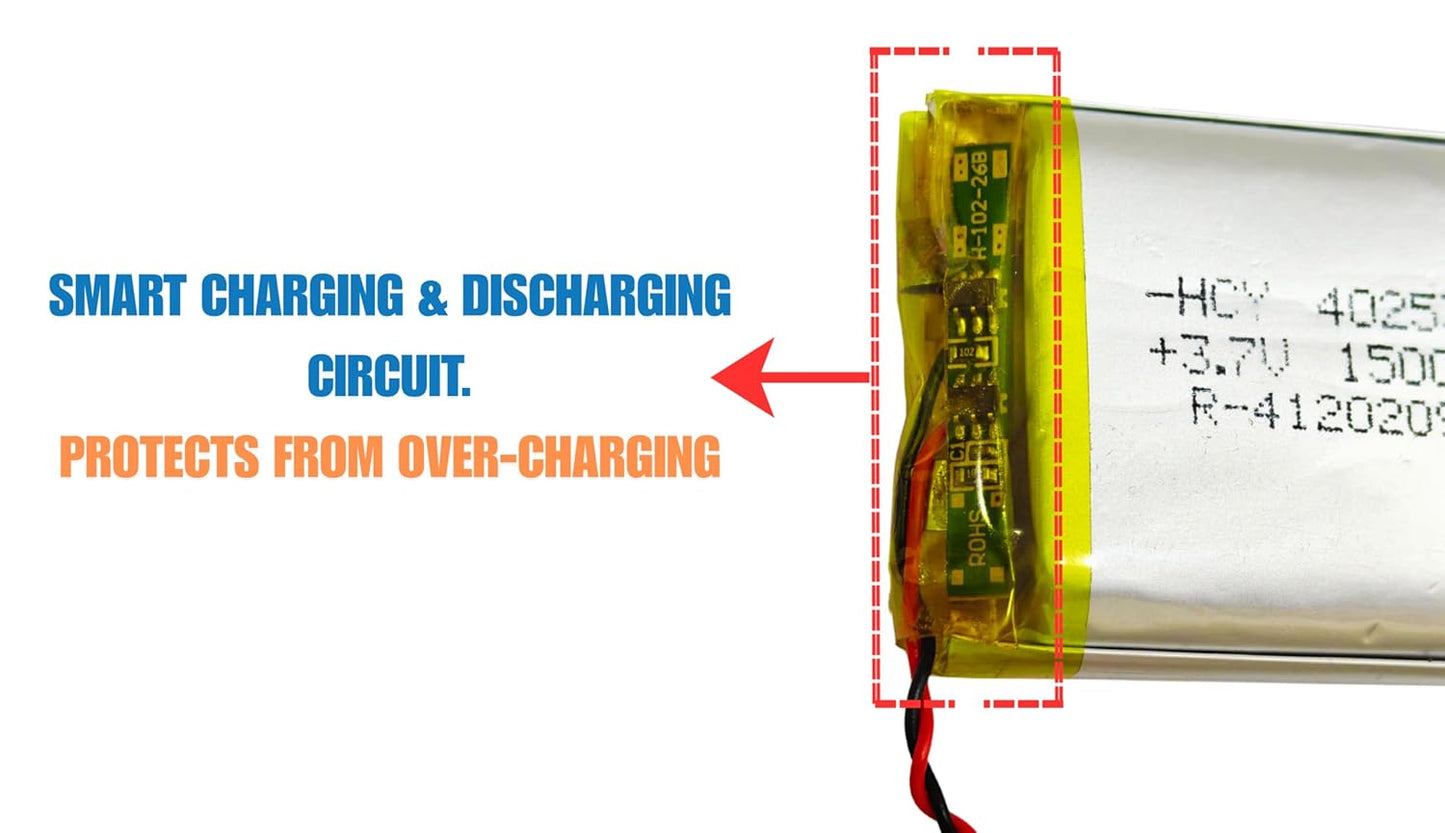 3.7v 1500mAh 2pin Wire Rechargeable Battery for RC Toys, Bluetooth, DIY, MP3, DVD Player (1500mah)