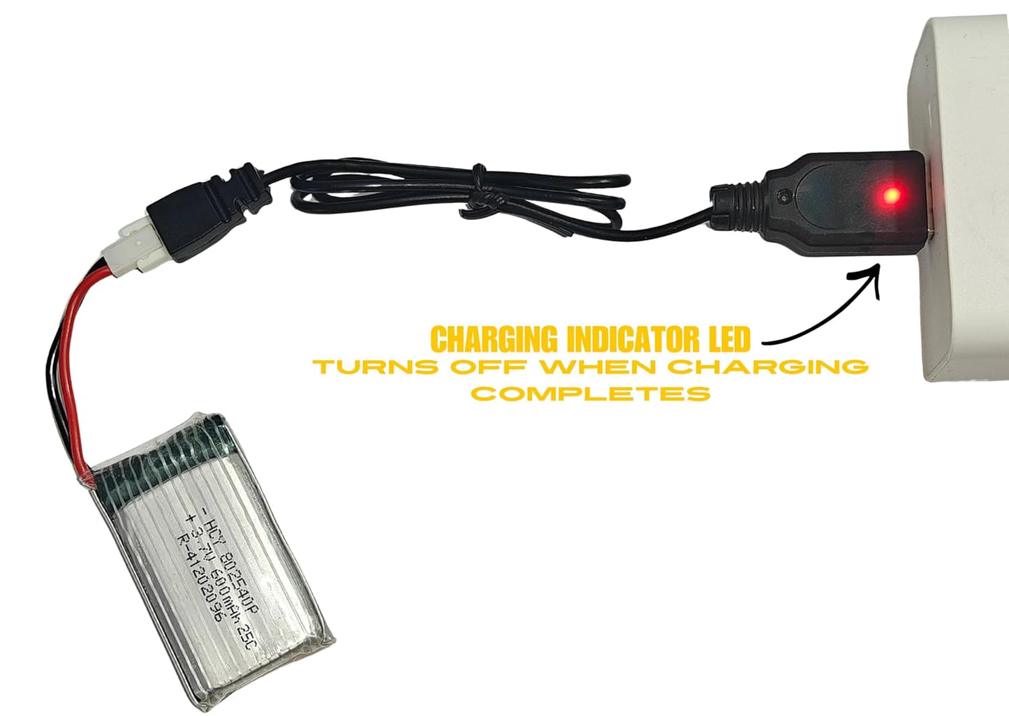 3.7v lipo Battery USB Charger Cable for RC Batteries | Charge Drone Batteries | Compatible with Syma x5 x5c hubsan RC Quadcopter Drone | Black