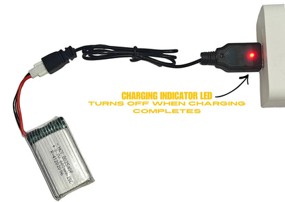 3.7v lipo Battery USB Charger Cable for RC Batteries | Charge Drone Batteries | Compatible with Syma x5 x5c hubsan RC Quadcopter Drone | Black