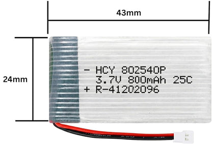 Mechintel 3.7V 25C Li-Po Rechargeable Battery | 800mAh | Spare Part for RC Quadcopter Drone, Helicopter, Airplane, Boat, Car, Toys, DIY Projects | 802540P (800mah)